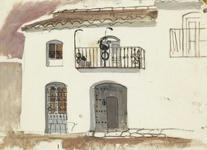 西班牙房屋（粉笔和水粉画） 作者 安妮·雷德帕斯