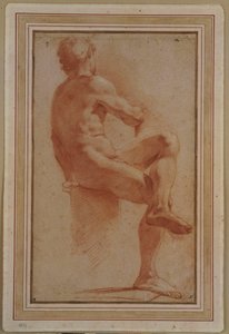 男性裸体坐在他的背上 作者 Annibale Carracci