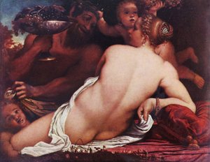 德语: 巴肯廷维纳斯与萨提尔和丘比特人 作者 Annibale Carracci