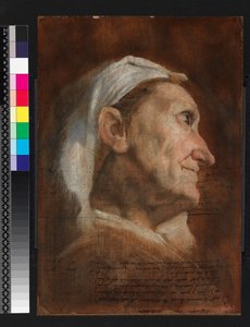 一位老妇人的头，约1590年 作者 Annibale Carracci