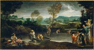 La peche - 钓鱼，挂件至 40-08-05/41 ... 作者 Annibale Carracci