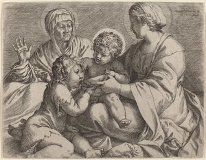 圣母子与圣人伊丽莎白和施洗约翰（斯科德拉圣母像） 作者 Annibale Carracci