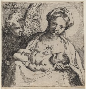 圣母玛利亚和天使之子 作者 Annibale Carracci