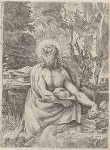荒野中的圣杰罗姆，约1591年。 作者 Annibale Carracci