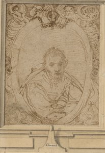 自画像，约1580年（钢笔和棕色墨水在纸上） 作者 Annibale Carracci