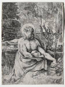 圣杰罗姆角1591。 作者 Annibale Carracci