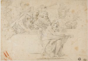 苏珊娜和长老（正面）；妇女侧面头像（背面） 作者 Annibale Carracci