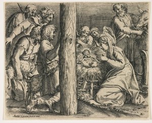 牧羊人的崇拜，c。 1606 作者 Annibale Carracci