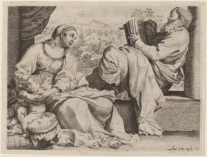 与施洗者圣约翰在一起的圣家族 作者 Annibale Carracci