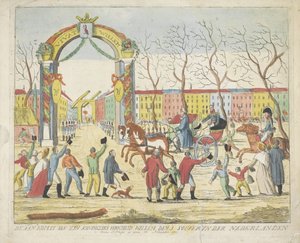 奥兰治亲王抵达海牙，1813 年 威廉殿下于 1813 年 11 月 30 日抵达荷兰 (S: Hage)（物品上的标题） 作者 无名氏