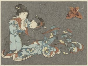 女装男演员摸索坐着的女子
雷克和土蜘蛛（系列名称） 作者 无名氏