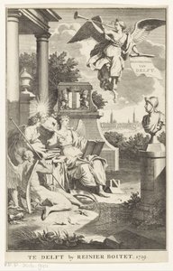 代尔夫特的寓言
代尔夫特描述（物品上的标题）
扉页为S.n., Beschryving der stadt Delft, 1729 年 作者 无名氏