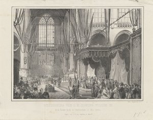 1849 年 5 月 12 日，威廉三世国王陛下在阿姆斯特丹新教堂宣誓就职（标题见实物） 作者 Desguerrois and Co.