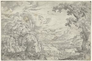 带花粉树的山景
七景（系列名称） 作者 无名氏