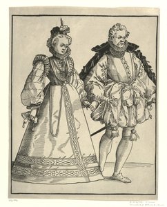 穿着德国宫廷礼服跳舞的贵族和女人 球（系列标题） 作者 托拜厄斯·斯蒂默（归因于）
