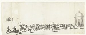多米尼克被人用手推车拉到圆形路德教堂，1683-1684 年 作者 无名氏