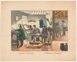 印刷厂和字体铸造厂
印刷商和印刷厂创办人 / Der Buchdrucker  der Schriftgietzer（物品上的标题） 作者 无名氏