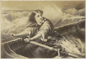 一幅描绘暴风雨中划船妇女的印刷品（可能是）的照片再制作 作者 无名氏