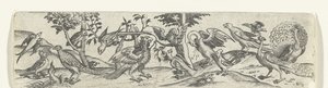 饰有鸟类的饰带，包括孔雀和鹈鹕 作者 无名氏