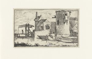 吊桥附近有破旧塔楼的建筑 作者 Esaias van de Velde（拒绝归属）