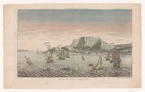 Gezicht op Kaap de Goede Hoop Le Cap de Bonne Esperance (title on object) 作者 让·弗朗索瓦·道蒙