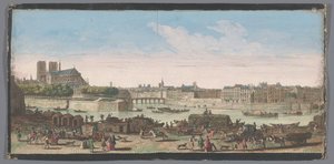 从米拉米昂码头到帕里斯市的景观
Autre vüe particuliere de Paris, depuis Nôtre Dame jusques au Pont de la Tournelle（标题见实物） 作者 不明