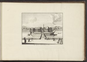 罗马台伯河岛景观
Insula instar Navis, cum Templo Aesculapij.
威尼斯、里窝那、那不勒斯和罗马的宫殿和古迹（系列标题） 作者 Melchior Küsel (I) (可能)