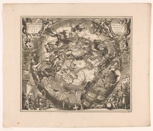 带有南方星座的天空图 Haemisphaerium scenographum australe coeli stellati et terrae（物体上的标题） 作者 彼得申克（一）