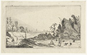 牧羊人与岩石旁的羊群
Esaias van de Velde 风景画（系列名称） 作者 以赛亚斯·范德韦尔德