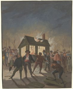 1813 年 11 月 15 日阿姆斯特丹海关大楼被烧毁 作者 Reinier Vinkeles (I)（拒绝归属）