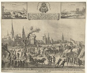 1684 年安特卫普冰封的斯海尔德河上的冰上娱乐活动
Le vray poutraict, du Triomphe faict sur la glace demy navigable, de la riviere d