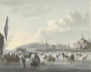 鹿特丹前的冰上娱乐活动，约 1784 年 作者 无名氏