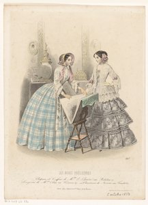 室内，两位女士站在印刷品摊位旁 作者 弗朗索瓦·克劳迪乌斯·康特杯