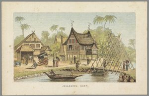 阿姆斯特丹世界博览会上的爪哇村落，1883 年
爪哇村庄（实物上的标题）
1883 年的阿姆斯特丹记忆（实物上的系列标题） 作者 Het Nieuws van den Dag