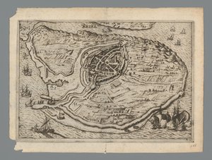 沃恩岛地图和布里尔地图，1572 年
布里尔（物品上的标题） 作者 无名氏