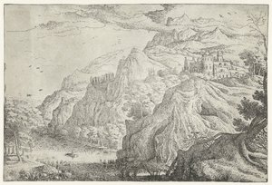 有城堡和河流的风景
七幅风景画（系列名称） 作者 无名氏