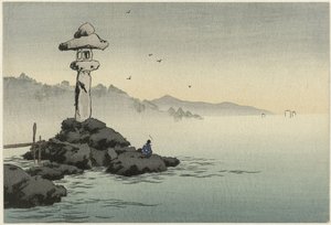 海岸岩石上的灯笼 作者 无名氏