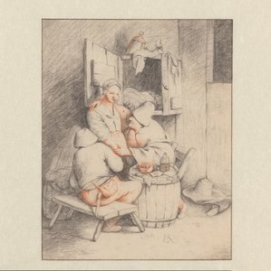 男人抚摸年轻女房东 作者 Cornelis Pietersz。贝加