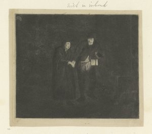 提灯人带领老人或盲人穿越黑夜
Recueil de quatre-vingt-cinq estampes originales（系列名称） 作者 无名氏