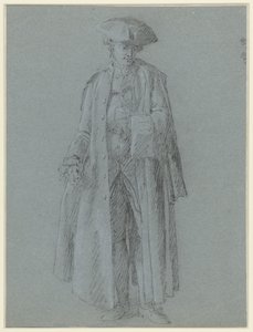 身穿长外套，一只手插在背心里的缝衣男子 作者 Cornelis Troost（拒绝归因）