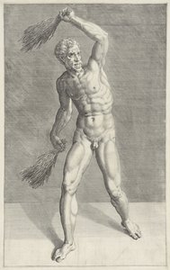 手持两根刑杖的男子
鞭打基督 作者 威廉·丹尼尔斯（Willem Danielsz）。范·特特罗德