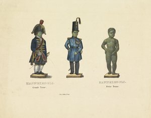 1817 年，身着不同服装的 Manneken Pis
Manneken-Pis.Grande Tenue.Manneken-Pis.Petite Tenue（作品名称） 作者 菲埃塔兄弟