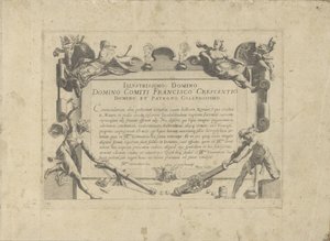 带有献给画家弗朗切斯科-克雷森齐的装饰性纸刻
Equile, in quo omnis generis generosissi: morum equorum ex varijs orbis partibus insignis delectus（......）（物品上的系列名称） 作者 无名氏