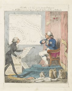 Pitt brengt George III het nieuws over de revolutie in Nederland, 1795
Nouvelles a la Cour de la Grande Bretagne ou Mr. Pitt annoncant de sa Majesté la Revolution en Hollande（标题见实物） 作者 无名氏