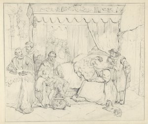 威廉一世亲王在 1582 年让-若雷吉刺杀未遂后，由夏洛特-德-波旁照顾 作者 无名氏