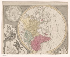 世界地图的右半部分，显示东半球 Mappa totius mundi : adornata juxta Observations (...)（对象上的标题） 作者 无名氏