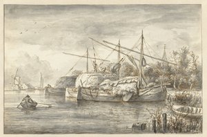 河流景观与一些干草驳船 作者 Jacob Isaacksz van Ruisdael（拒绝归因）