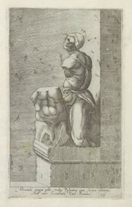 帕斯奎诺雕塑
Alexandri magni miles, vulgo Pasquinus cum Focium detinens (...) （物品上的标题）
罗马的古代雕塑（系列名称）
Antiquarum statuarum urbis Romae quae in publicis locis visuntur icones（系列标题） 作者 无名氏