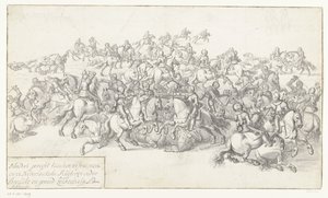 莱克贝特战役，1600 年
Bloedich gevecht tusschen 22 francoische en 22 Nederlantsche Ruyteren onder Breaut en gerard Leckerbeetge Ao. 1600（标题见实物） 作者 塞巴斯蒂安·弗朗克斯（可能）