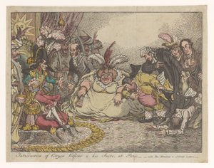 Spotprent 在福克斯会见拿破仑，1802 年
在巴黎介绍公民沃尔蓬和他的套房--参见《莫尼图》和《科贝特的信》（标题见实物） 作者 无名氏